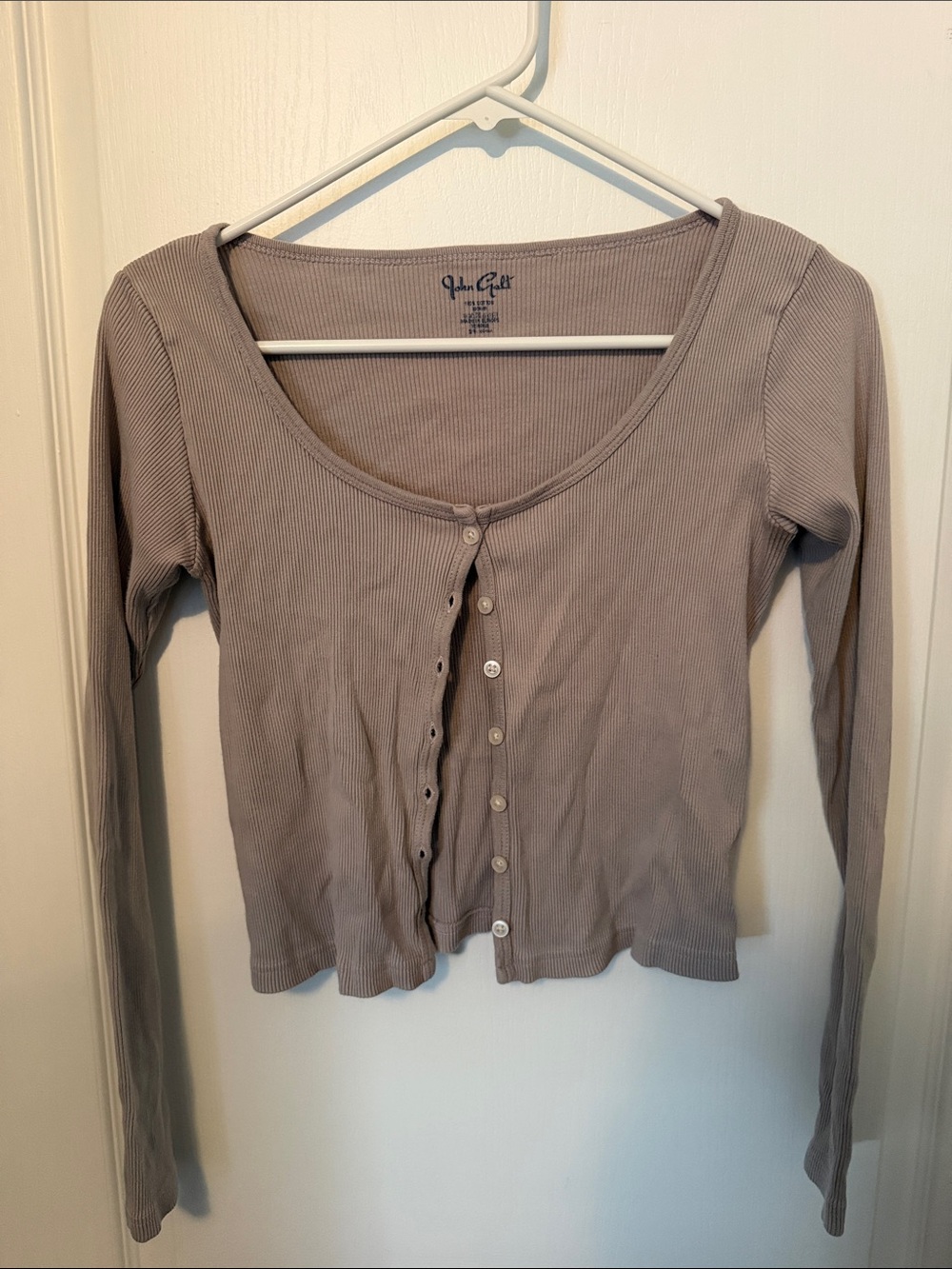Brandy Melville Taupe Ribbed Cardigan